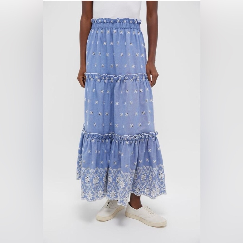 Tuckernuck Embroidered Chambray Prado Maxi Skirt